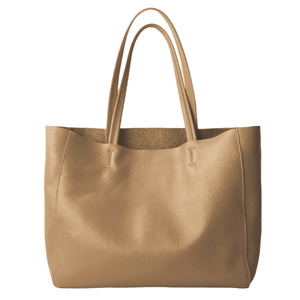 Sac fourre-tout en cuir véritable, couleur unie, ouverture supérieure, style minimaliste, sac à main pour femme, usage quotidien, toutes saisons - Product Image 5