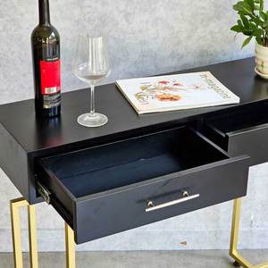 Mesa Consola de 100x30x81cm con Cajones, Madera de Caucho y Estructura de Hierro CST074 - Para Abrigos de Mujer - Product Image 5