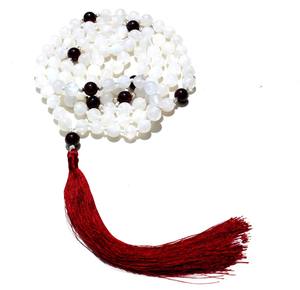 Buy Natural Crown Chakra Moonstone All Colors 108 Knotted Sphatik <b>Mala</b> <b>Beads</b> Necklace Handmade Indian Artist Beaded Necklaces - Product Image 2