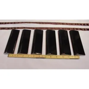 Nouveau 6 pièces 2 "X 6" X 5/8 "Carreaux en céramique noir brillant Porcelaine émaillée pour usage intérieur Boues mates incluses - Product Image 1