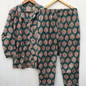 Conjunto de pijama corto de algodón 100% hecho a mano para mujer, regalo de dama de honor con estampado Floral, suministro OEM - Product Image 1