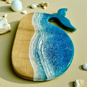 Planche à découper en bois et résine faite à la main |   Planche à découper en bois massif avec art en résine époxy |   Utilisation en cuisine, boucherie et service - Product Image 3