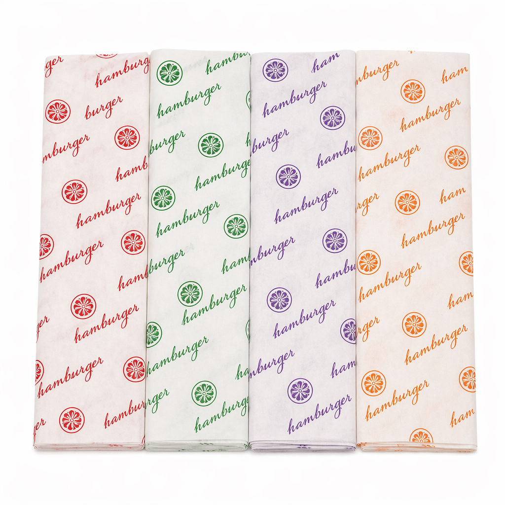 Greaseproof Wax Paper Sandwich Packaging Burger Wrap Paper Custom logo Printed Wrapping Paper