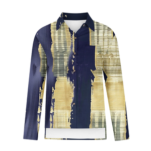 Camisa informal de manga larga para mujer con diseño de logotipo personalizado OEM 100% Lilen, botón de cuello vuelto, ajuste Regular, botón a rayas de Color en contraste - Product Image 5