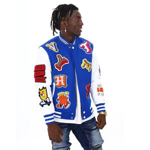 Fabricante OEM de alta calidad Chenille bordado hombres Universidad mangas de cuero personalizado Letterman College chaqueta de béisbol para los hombres - Product Image 3