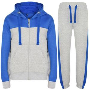 Unisex Color Blocking Hooded <b>Sweatshirt</b> Joggers Set Casual Autumn Wear Full Sleeve Drawstring Pockets Polyester Cotton - Product Image 3