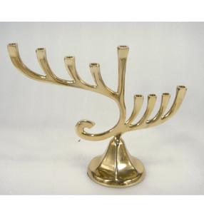 Menorah classique en aluminium Hanuka, support de table pour bougies, 9 branches, porte-bougie plaqué nickel mat - Product Image 3