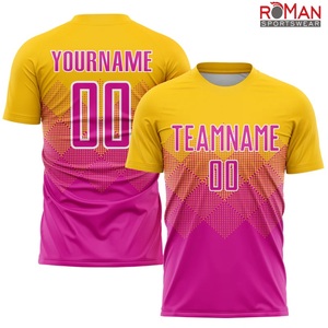 เสื้อฟุตบอล 100% โพลีเอสเตอร์ ย้อมสีเสื้อผ้า ระบายอากาศได้ดี โลโก้ด้านหน้า ปรับแต่งชื่อทีมได้ - Product Image 3