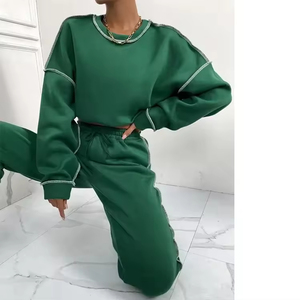 Ensemble survêtement personnalisé en deux pièces avec sweat-shirt à capuche brodé et déchiré pour femmes, unisexe, OEM, avec impression sérigraphique - Product Image 6