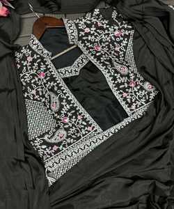 Sari moderne en coton prêt-à-porter multicolore de luxe, travail de séquence, chemisier, koti, ceinture à la taille, tenue de soirée, prix de gros, vêtement ethnique - Product Image 6