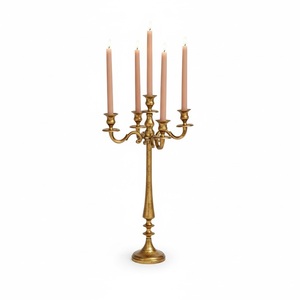 Grand candélabre à 5 bras en aluminium finition cuivre pour la maison, les mariages, les événements, les fêtes, candélabre de sol - Product Image 4