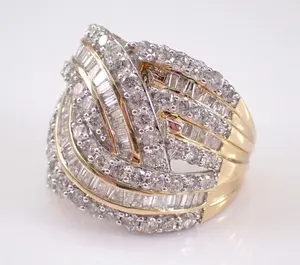 TISHYA DIAMOND 925 <b>Sterling</b> <b>Silver</b> 14K Yellow White Rose Gold Plated 1.20Ct Cut Real Moissanite Cluster Women's <b>Engagement</b> <b>Ring</b> - Product Image 3