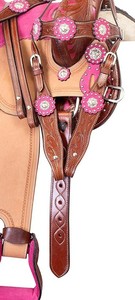 Selle Western Portable de Qualité Supérieure en Cuir Suédé Rose Brut, Façonnée à la Main, Sculptée, Longue Durée de Vie, Design Personnalisable - Product Image 4