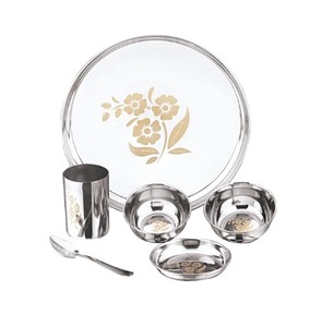 Ensemble de vaisselle en acier inoxydable de 6 pièces en gros avec couverts à motif laser et assiettes rondes, style INS, pour servir des couteaux et des plats - Product Image 6