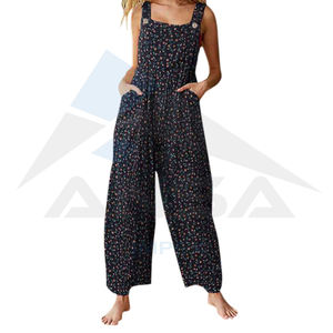2024 femmes combinaisons imprimé décontracté salopette pantalon ample combinaison jambe large ensemble grande taille combinaison - Product Image 1