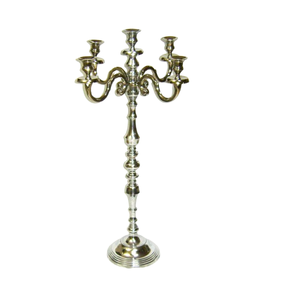 Candélabre de mariage en argent bougeoir rétro argent 5 bras support de candélabre fait main pour fêtes et événements décoration d'éclairage - Product Image 1