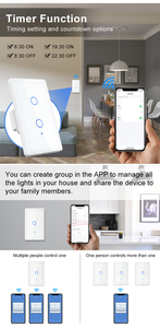 USEU 2 Gang WiFi écran en verre trempé panneau tactile lumière commande vocale télécommande <span class=keywords><strong>TUYA</strong></span> sans fil mur Wifi interrupteur d'éclairage intelligent - Product Image 5