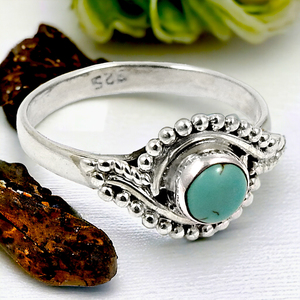 สินค้าขายดี925เงินสเตอร์ลิงพลอยเทอร์ควอยซ์ธรรมชาติมีสไตล์สง่างามแหวน December birthstone เครื่องประดับอินเดีย - Product Image 2