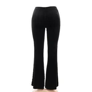 Celana kargo Gotik wanita, celana jins longgar kaki lebar pinggang rendah longgar klasik estetika Y2K