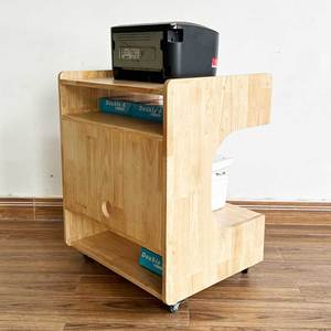 Natural Wood 2-Tier Mobile Printer <b>Shelf</b> TCN68039-60x50x70cm Office Furniture - Product Image 5