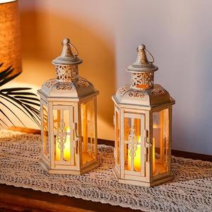 Faroles de Metal Blanco Vintage de Alta Calidad, Farol de Vela Calado para Decoración del Hogar, Dormitorio, Bodas, Jardín, Navidad, Exterior y Regalos - Product Image 5