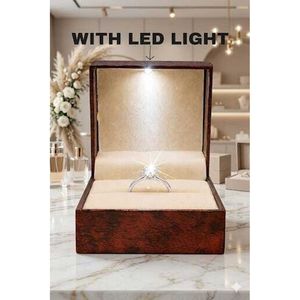 Boîte à bijoux luxueuse à double compartiment avec éclairage LED et logo personnalisé, coffret cadeau, boîte de vanité - Product Image 2