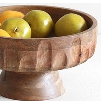 Decoratieve acaciahouten schaal met standaard voor tafeldecoratie, handgemaakt, milieuvriendelijk, BPA-vrij, keukenaccessoire voor snacks en fruit