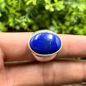 Anillo de Plata de Ley 925 con piedras preciosas de lapislázuli chapadas en rodio, joyería hecha a mano, ajuste de bisel, anillo de moda para unisex. - Product Image 1