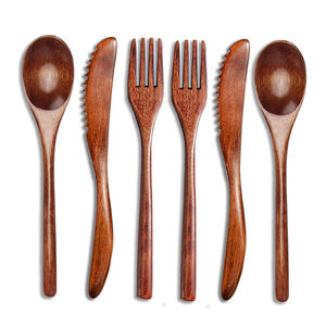 Cubiertos de madera de mango natural, juegos de cucharas y tenedores, diseños personalizados, juego de cubiertos de mesa con mango de madera, utensilios de cocina, cubiertos - Product Image 2