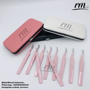 Pinzas Profesionales de Acero Inoxidable para Extensión de Pestañas, Color Rosa Bebé, Punta Puntiaguda con Agarre de Diamante, Empaque con Logotipo Personalizado, Venta al Por Mayor - Product Image 6
