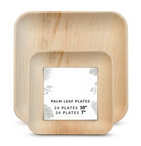 Assiettes jetables Areca Palm en plastique écologique de forme irrégulière 100 pièces de vaisselle de fête - Product Image 2