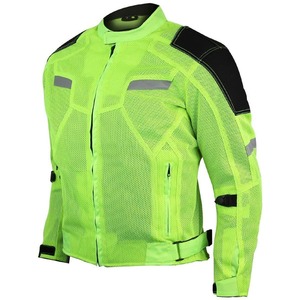 2024 llegada de invierno hombres verde neón Material de malla reflectante cremallera ajustada chaqueta de corredor de moto forro interior térmico Reversible - Product Image 1