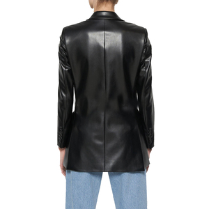 Gabardina de cuero genuino de alta calidad para mujer, abrigo de cuero con cuello de solapa, chaqueta de cuero de motorista elegante para mujer - Product Image 3