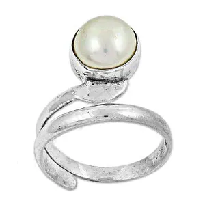 Bague en argent 925 avec perle en spirale pour femme, idée cadeau élégante pour un usage quotidien - Product Image 2