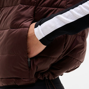 Veste matelassée chaude en gros pour hommes, veste matelassée sans manches à capuche, veste matelassée légère et brillante pour femmes - Product Image 6