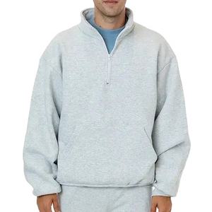 Sweat-shirt à col zippé personnalisé polaire Streetwear sweat à capuche en coton surdimensionné 400gsm sweats à capuche zippés - Product Image 1