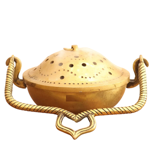 Quemador de Incienso de Latón Puro con Grabado y Acabado Pulido, Quemador de Lobán Tradicional de Latón Vintage de Alta Calidad para Decoración del Hogar - Product Image 6