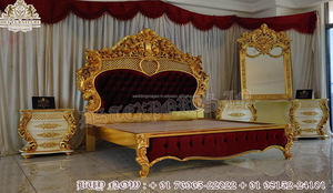 Juego de dormitorio tallado Maharaja de estilo clásico, muebles de dormitorio de diseño barroco italiano, conjunto de muebles de dormitorio de decoración lujosa para el hogar - Product Image 5