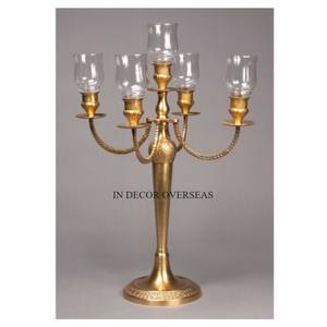 Candelabros de Metal de 7 brazos chapados en oro de diseñador único de lujo, accesorios de decoración para fiestas de bodas y villas - Product Image 4