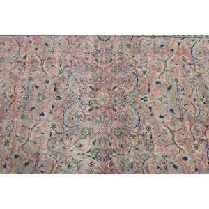 Alfombra Vintage, Alfombra Turca Decorativa de 3.37x6.2 pies, Alfombra Floral Azul y Rosa - Product Image 4