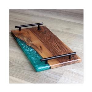 Venta al por mayor de bandeja de resina de madera para servir bebidas de té aperitivos tablas de servir vajilla de cocina bandeja de resina púrpura - Product Image 2