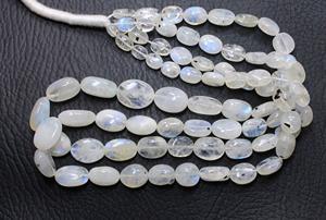 Piedras lunares arcoíris blancas Cuentas de piedra de Fuego Azul natural ovaladas lisas Tamaños 6X9MM y 16X10MM Aprox. 15 pulgadas - Product Image 5