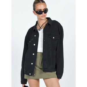 Chaqueta Vaquera Negra para Mujer, Nueva Moda, con Detalles de Botones, Impermeable, Reversible, Estilo Casual, Teñida, para Otoño e Invierno, con Sublimación de Tintes - Product Image 2