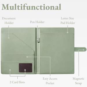 Organizador de Archivos de Negocios de Cuero PU con Múltiples Bolsillos, Cierre Magnético, Bloc de Escritura, Ranuras para Tarjetas, Portaplumas, Tamaño A4, Colores Personalizados - Product Image 4