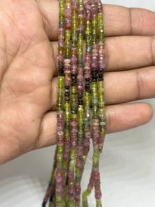 Collar de 7 Hilos de Cuentas Facetadas de Turmalina Multicolor y Esmeralda Natural de 2.70MM a 3.9MM, Longitud de 7 Pulgadas, 273.70 Quilates - Product Image 4