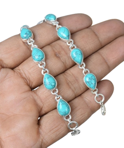 Green 925 Sterling Silver Gemstone Adjustable Tennis <b>Bracelet</b> December Birthstone Handmade Jewelry Gift Birthday 9 Stone - Product Image 1