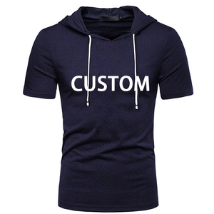 <b>Summer</b> Men Short Sleeve Custom <b>Hoodie</b> Street Wear Blank Men's Cotton Solid Color T Shirt Loose Casual T-Shirt DDP Shipping - Product Image 1