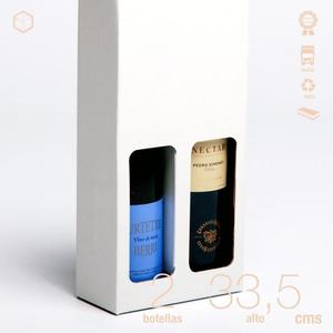 Estuche Blanco Automontable de Cartón con Asa para 2 Botellas de Vino para Regalos, Estilo Burdeos/Borgoa - Product Image 4