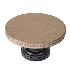 Base para Pastel de Madera Rústica con Borde Decorativo y Base de Metal Negro, Redonda, para Exhibición de Postres en Bodas y Decoración del Hogar - Product Image 3