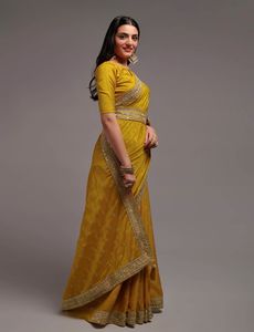 นักออกแบบล่าสุดงานลําดับผ้าไหม Chinon หนักลูกไม้ขอบสารีโดย Fab Zone - Product Image 4